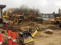 Grunden ved Roskilde Badet er en stor byggeplads. Foto: Roskilde Kommune