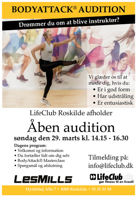 Audition til BodyAttack-instruktør i LifeCLub Roskilde