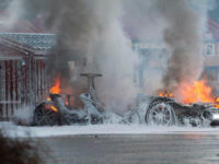 Brand i en Tesla. Arkivfoto / Pressefoto BeredskabsInfo